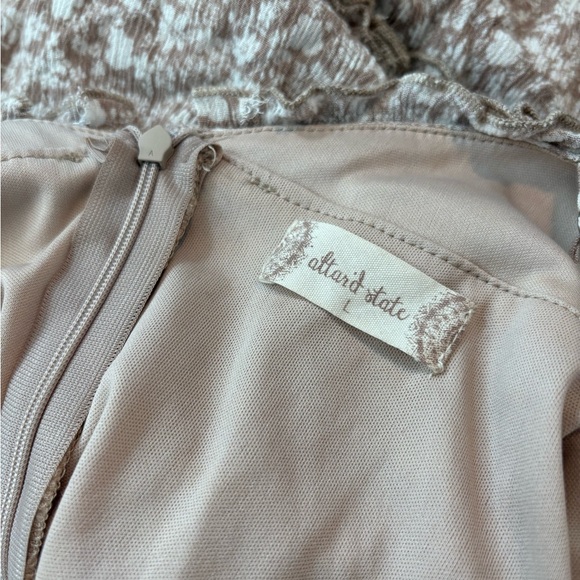 Altar’d State Beige Floral Tiered Ruffle Mini Dress - Picture 6 of 11